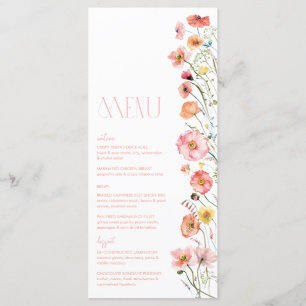 Floral Bridal Shower Wildflower Poppies Menu