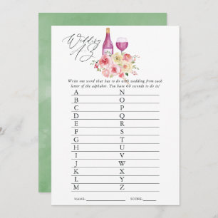 Floral Bridal Shower Wine Tasting A-Z Game Invitation