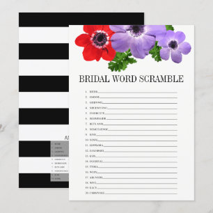 Floral Bridal Shower Word Scramble Game Card