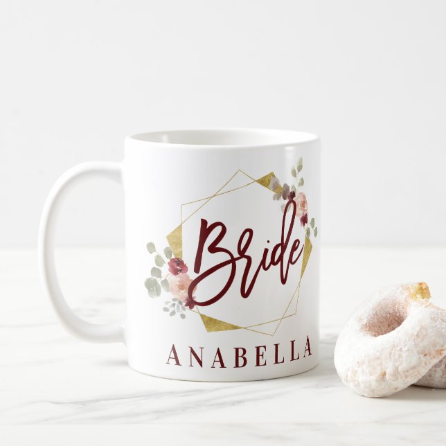 floral bride bachelorette bridal shower mug (With Donut)