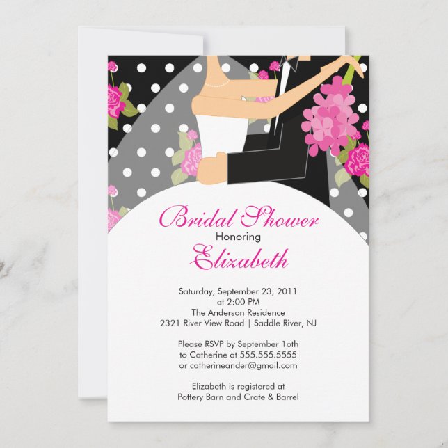 Floral Bride Bridal Shower Invitation Pink (Front)