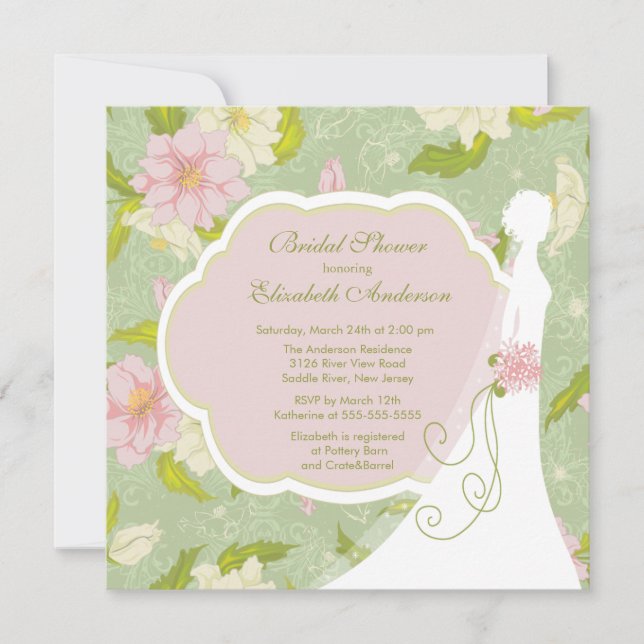 Floral Bride Bridal Shower Invitation Pink (Front)
