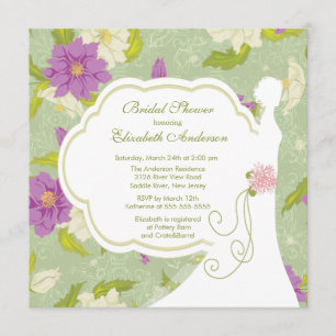 Floral Bride Bridal Shower Invitation Purple
