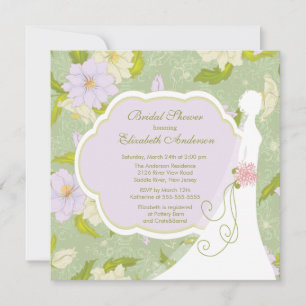 Floral Bride Bridal Shower Invitation Purple