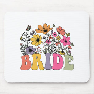 Floral Bride Bridesmaid Wildflowers Groovy Bachelo Mouse Mat