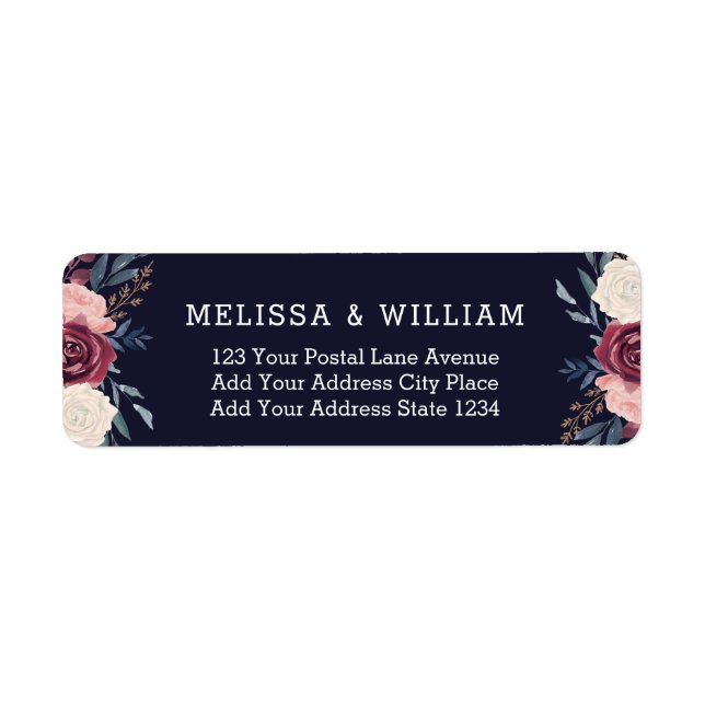 Floral Bride Groom Wedding Return Address (Front)