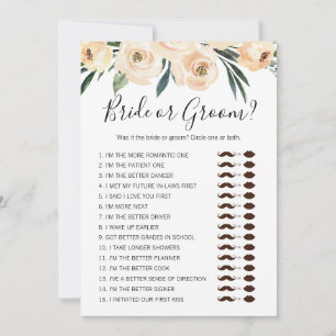 Floral Bride or Groom Bride Shower Game Invitation