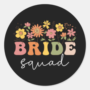 Floral Bride Squad Wildflower Wedding Bachelorette Classic Round Sticker