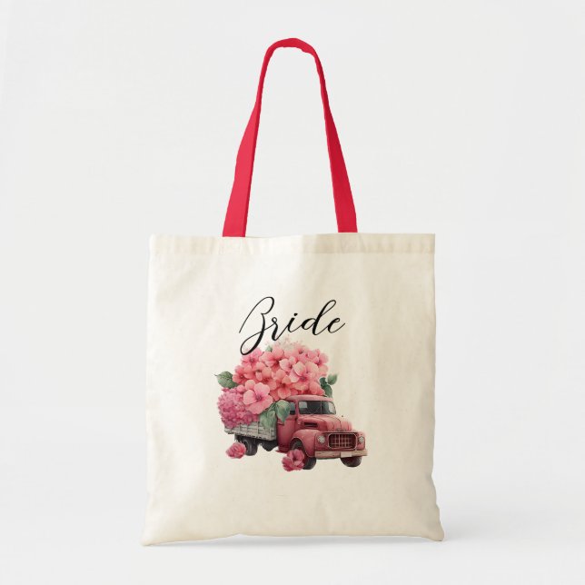 Floral Bride Truck Tote Bag (Front)