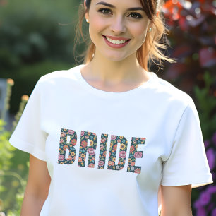 Floral Bride Typography Bachelorette Wedding Party Tri-Blend Shirt