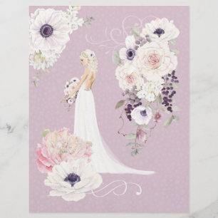 Floral Bride Wedding Scrapbook Paper