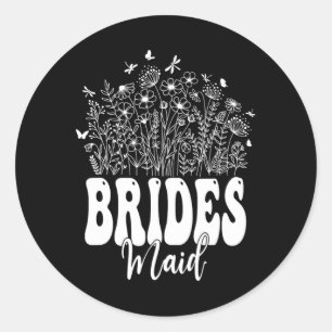 Floral Bridesmaid Bride Bridal Tee Wildflower Grap Classic Round Sticker