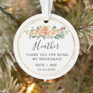 Floral Bridesmaid Christmas Gift   Bridesmaid Ornament