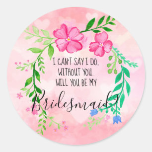 Floral Bridesmaid Classic Round Sticker