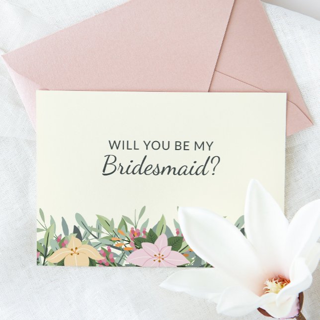 Floral Bridesmaid Proposal Wedding Card (Creator Uploaded)