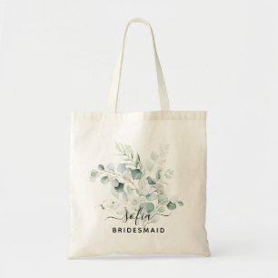 Floral Bridesmaid Wedding Tote Bag Blue Green