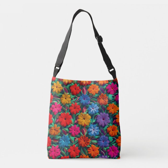 Floral Bright Colourful Spring Tote/Crossbody Bag (Back)