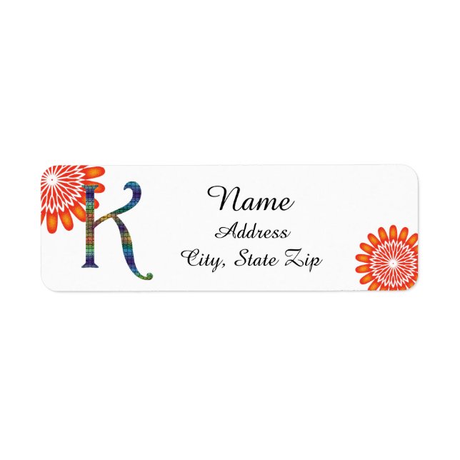 Floral Bright Orange Letter K Mosaic Monogram (Front)