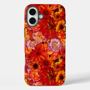Floral Bright Rojo Bouquet Rich Red Hot Daisies iPhone 16 Plus Case