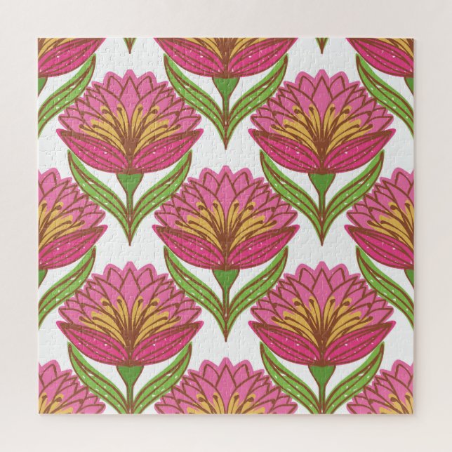 Floral Brightness: Red White Vintage. Jigsaw Puzzle (Vertical)