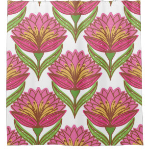 Floral Brightness: Red White Vintage. Shower Curtain