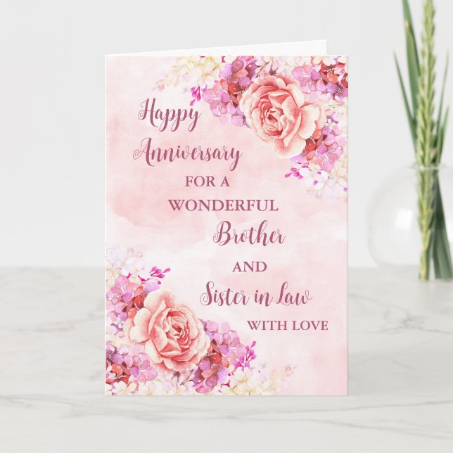Floral Brother and Sister in Law Anniversary Card (Front)