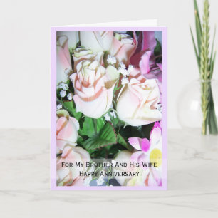 Floral Brother And Wife Wedding Anniversary Card