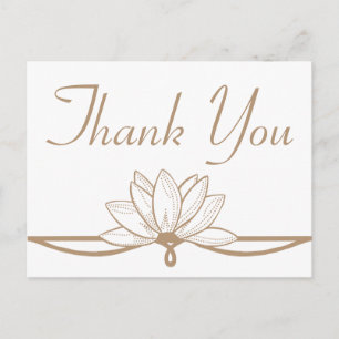 Floral Brown and White Thank You Lotus Flower Postcard