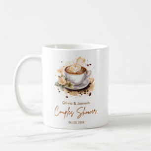Floral Brown Coffee Themed Wedding Couples Shower Mug