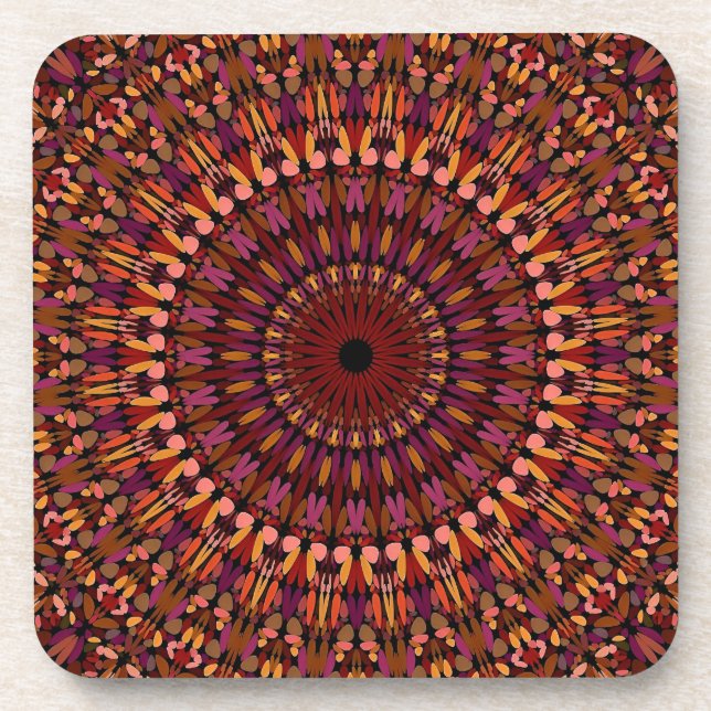 Floral Brown Mandala Design-48566 Coaster (Front)