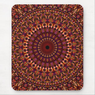 Floral Brown Mandala Design Mouse Mat