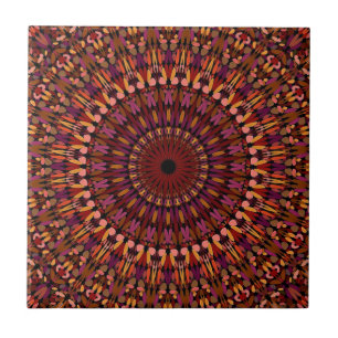 Floral Brown Mandala Design Tile