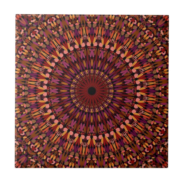 Floral Brown Mandala Design Tile (Front)