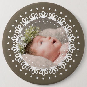 Floral brown round personalised classic 6 cm round badge