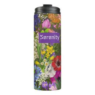 Floral brown thermal tumbler