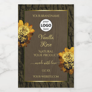 Floral Brown Tree Bark Grain Product Labels Logo