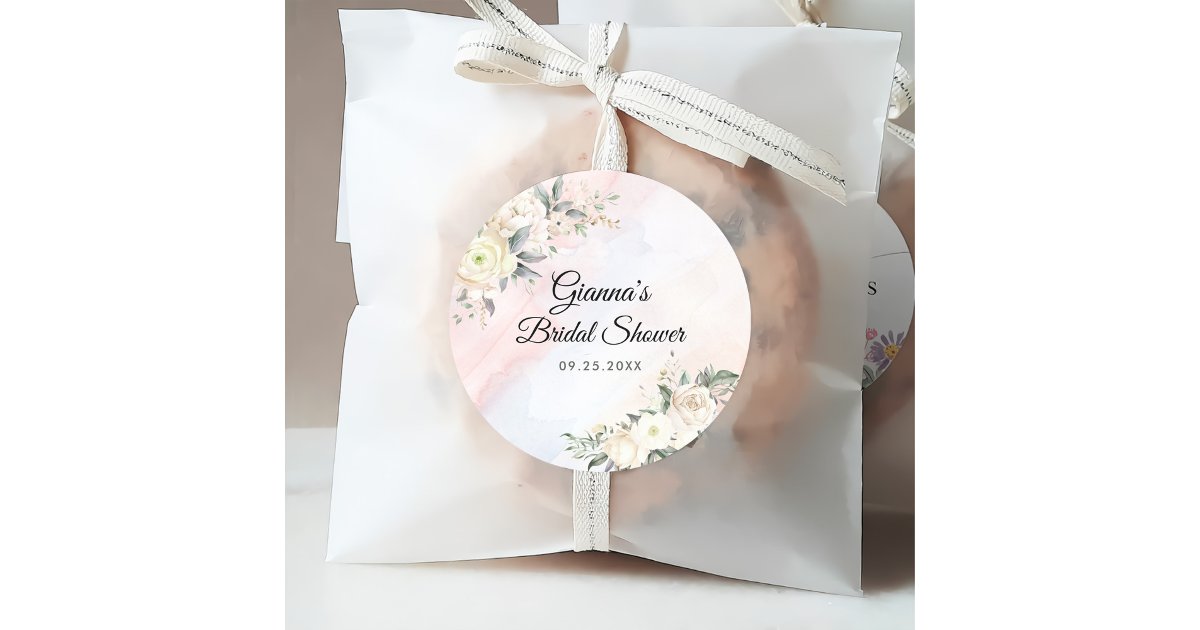 Floral Brunch And Bubbly Bridal Shower Classic Round Sticker | Zazzle