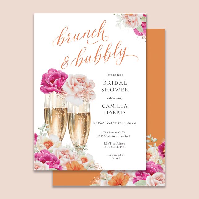 Floral Brunch and Bubbly Bridal Shower Invitation (Creator Uploaded)