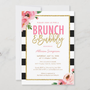 Floral Brunch and Bubbly Bridal Shower Invitation
