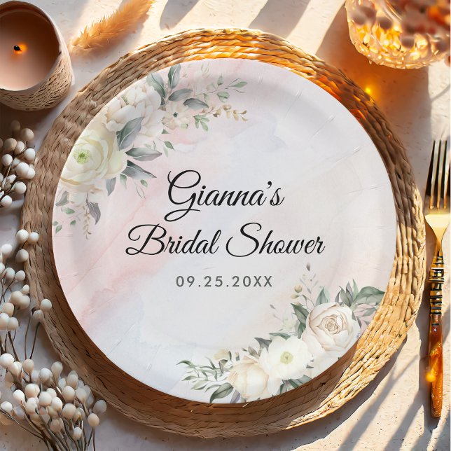 Floral Brunch And Bubbly Bridal Shower Paper Plate (Creator Uploaded)