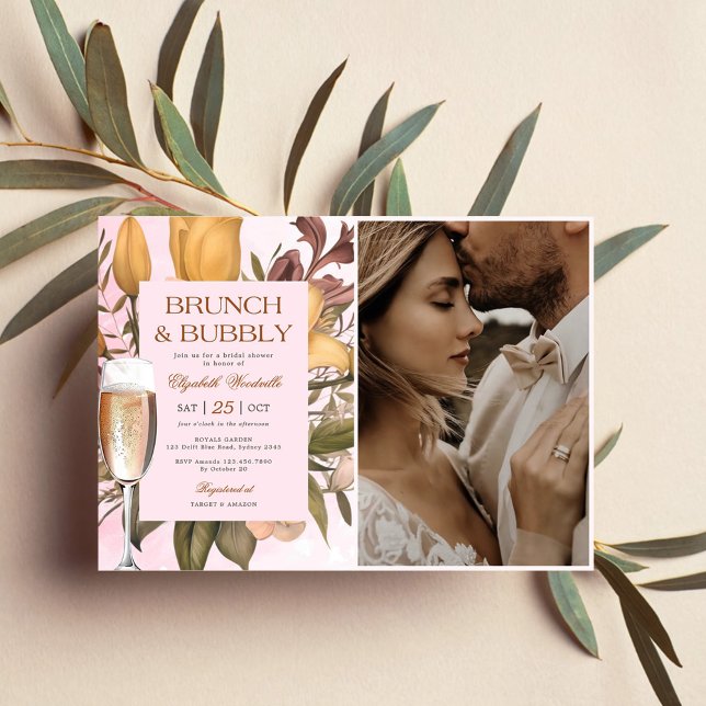 Floral Brunch And Bubbly Bridal Shower Photo Invitation (Creator Uploaded)