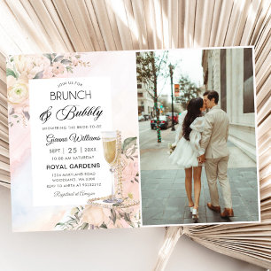 Floral Brunch And Bubbly Bridal Shower Photo Invitation