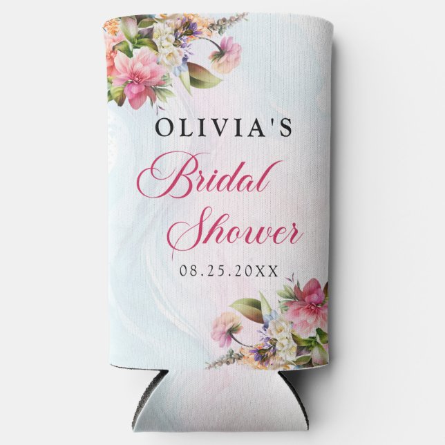 Floral Brunch And Bubbly Bridal Shower Seltzer Can Cooler (Front)
