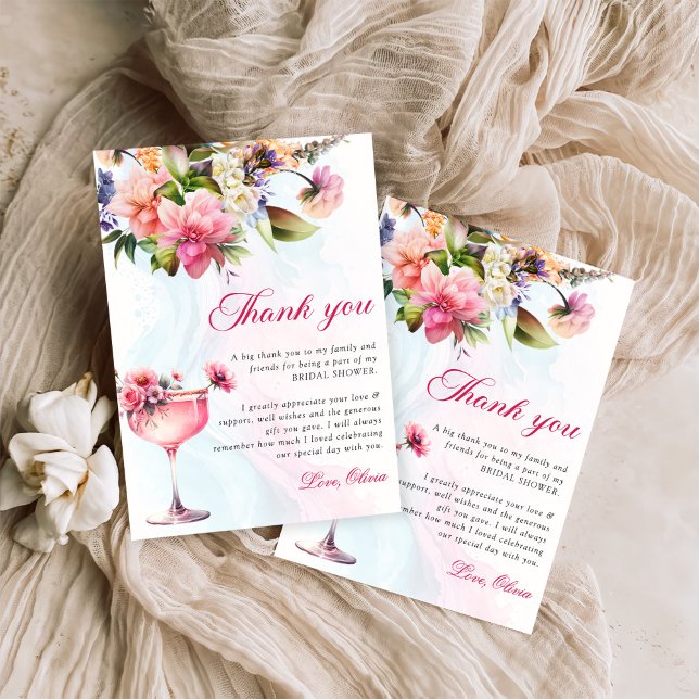 Floral Brunch And Bubbly Bridal Shower Thank You Card (Creator Uploaded)
