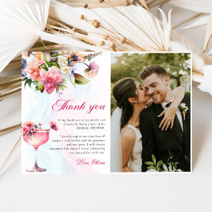 Floral Brunch And Bubbly Bridal Shower Thank You Card