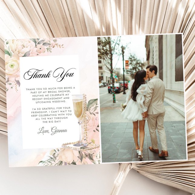 Floral Brunch And Bubbly Bridal Shower Thank You Card (Creator Uploaded)