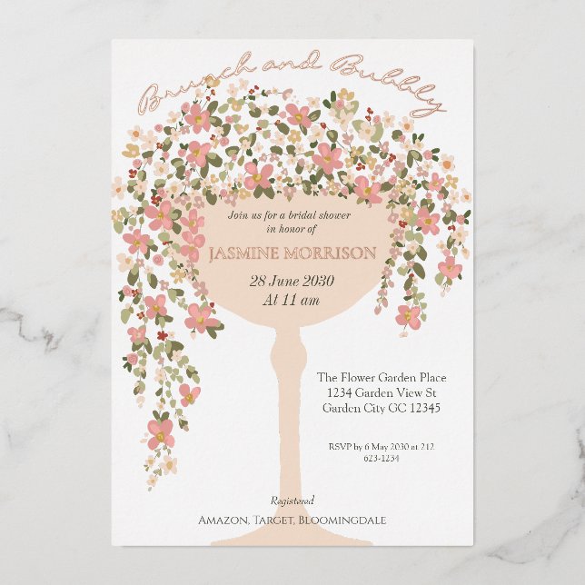 Floral Brunch and Bubbly Champagne Bridal Shower (Front)