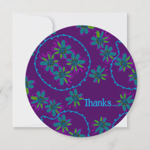 Floral Bubbles Simple Purple Multi Thank You Card