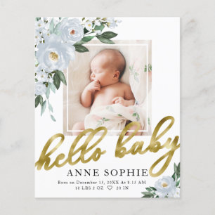 Floral Budget Birth Announcement Thank You Card