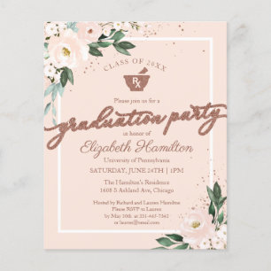 Floral Budget Invitation Pharmacy Grad Party